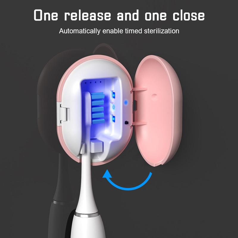 Caja de desinfección de cabezal de cepillo de dientes UV sin perforaciones, caja de secado, esterilizador, soporte de cepillo de dientes portátil recargable por USB