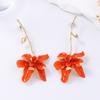Exaggerated Fashion Metal Flower Decoration Stem Earrings Versatile Temperament Holiday Style Long Women's Earrings