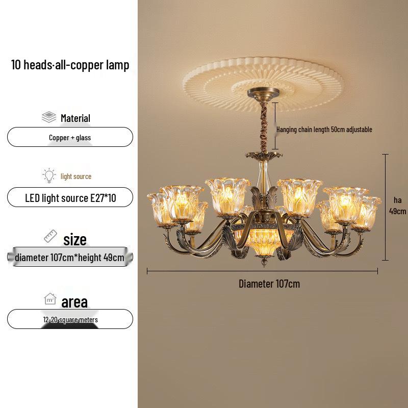 Modern Minimalist Copper Chandelier for Living Room, Restaurant, and Bedroom