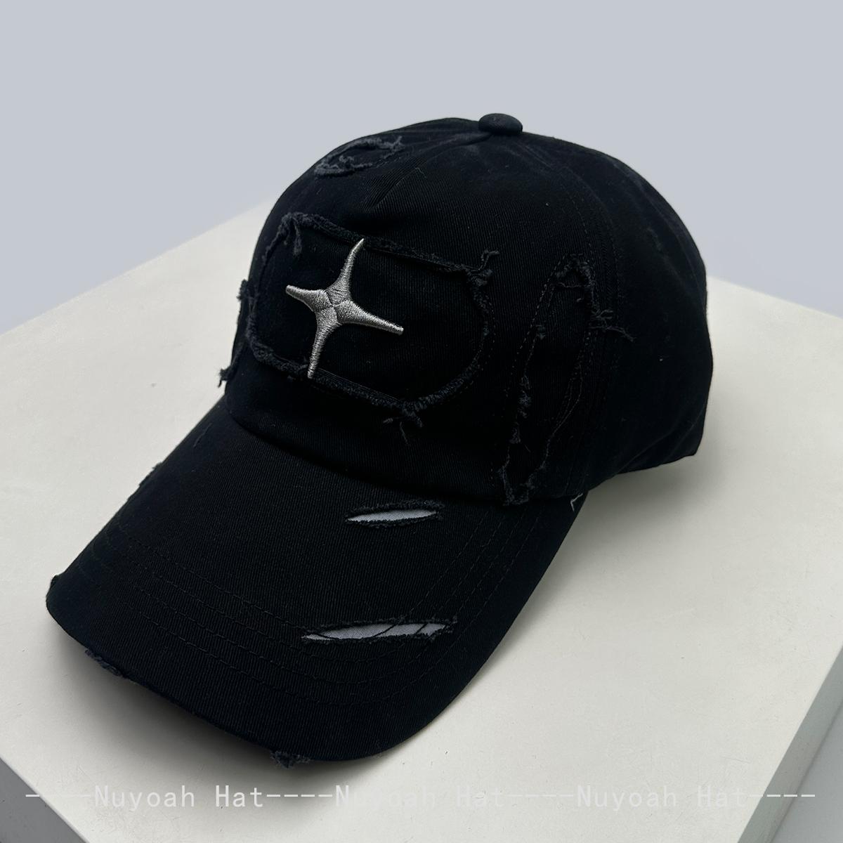 

New Women Men Broken Style Cross Star Letter Embroidery Baseball Hats Sunshade Retro Versatile Personal Peaked Caps Fashion Ins 52-60cm