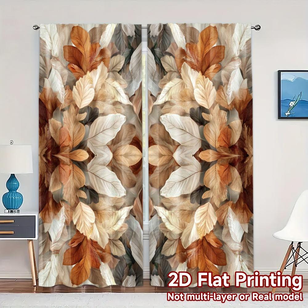 2pcs, 2D FLAT PRINTING Curtains (Without Rod) AutumnWhirl Chic Curtains&Drapes Polyester Easy Install Curtains Gifts Decorative