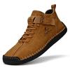 Fashion Winter New Men's Low-top Ankle Boots High Quality Hand-stitched Hook&loop Leather Casual Sneakers Classic Man Shoes Plus Size 48