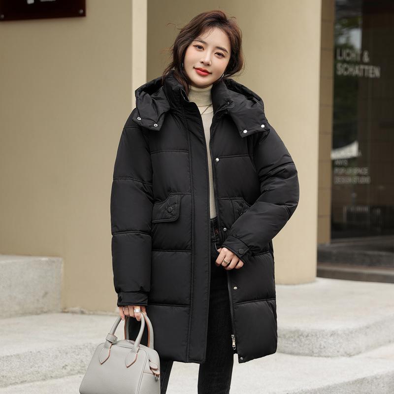 Down cotton jacket women's 2025 new mid-length fashion loose thickened mid-length winter cotton jacket jacket