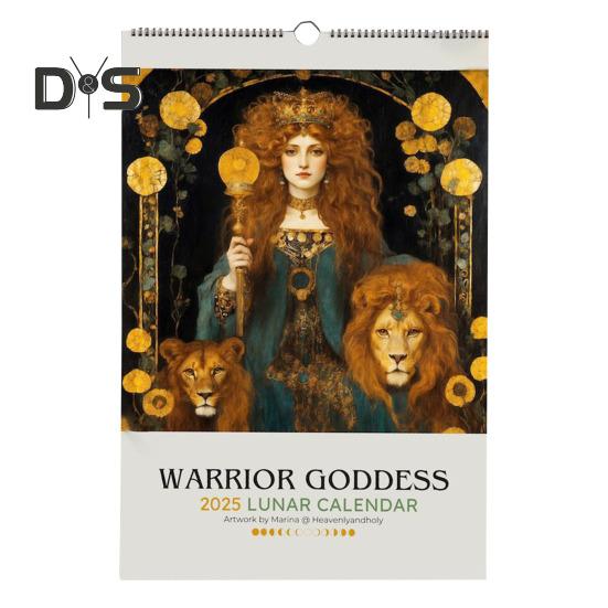 

Календарь фаз Луны «Воительница» на 2025 год, настенный календарь на 12 месяцев, готический декор для дома для любителей греческой мифологии коричневый