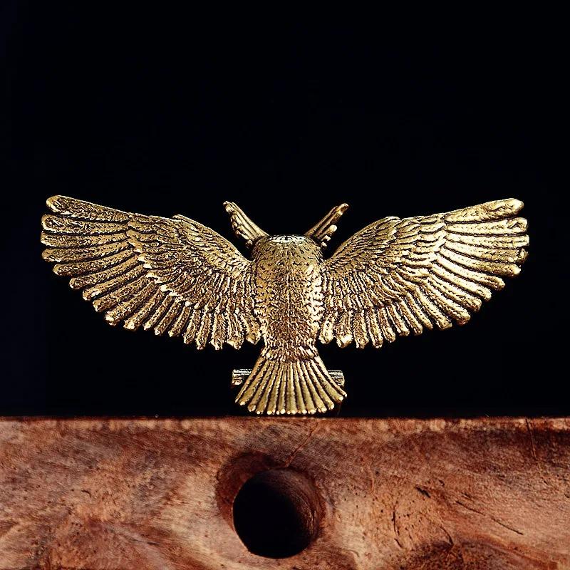 Solid Brass Cute Owl Small Statue Vintage Animal Miniatures Figurines Desktop Decorations Crafts Home Decors Ornaments Sculpture