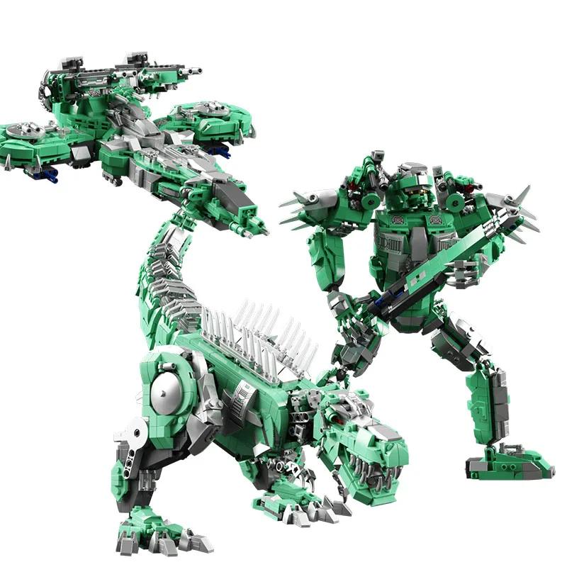 1130 ks 3 v 1 Deformační Dinosauří Stavebnice Robot T-Rex Hřbetní Drak Velká Dětská Hračka Narozeninové Dárky bez krabice