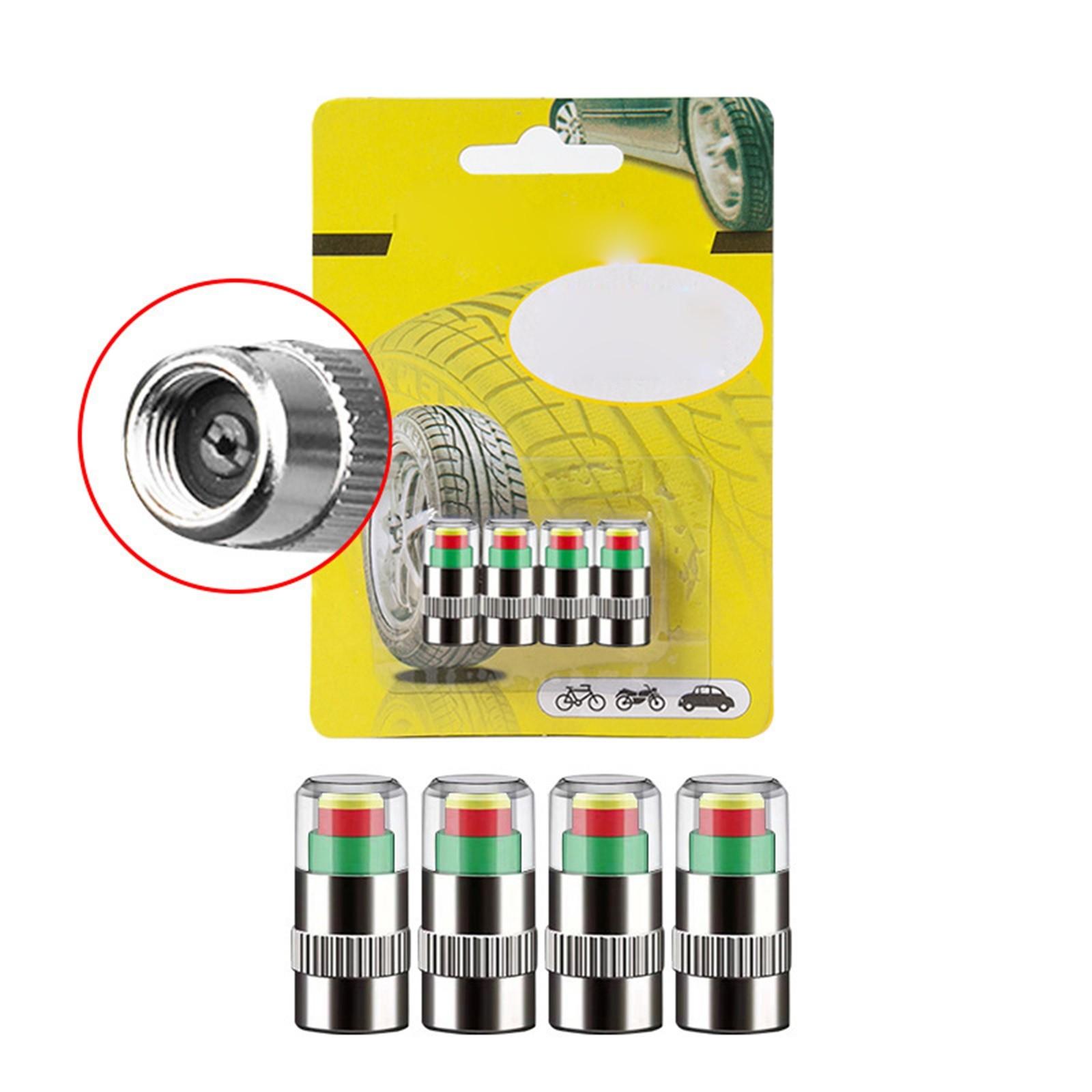 

4 шт. Колпачки-индикаторы давления в шинах, 2,4 бар 36 фунтов на кв. дюйм, Индикаторы давления в шинах автомобиля с 3-цветным визуальным оповещением, Универсальные колпачки для ниппелей для автомобилей One Size