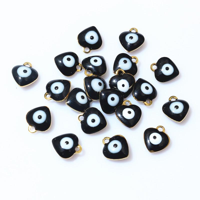 20pcs 9x8mm Enamel Evil Eyes Heart Charms Pendant Stainless Steel DIY Jewelry Making Accessories Findings Bracelet Earrings