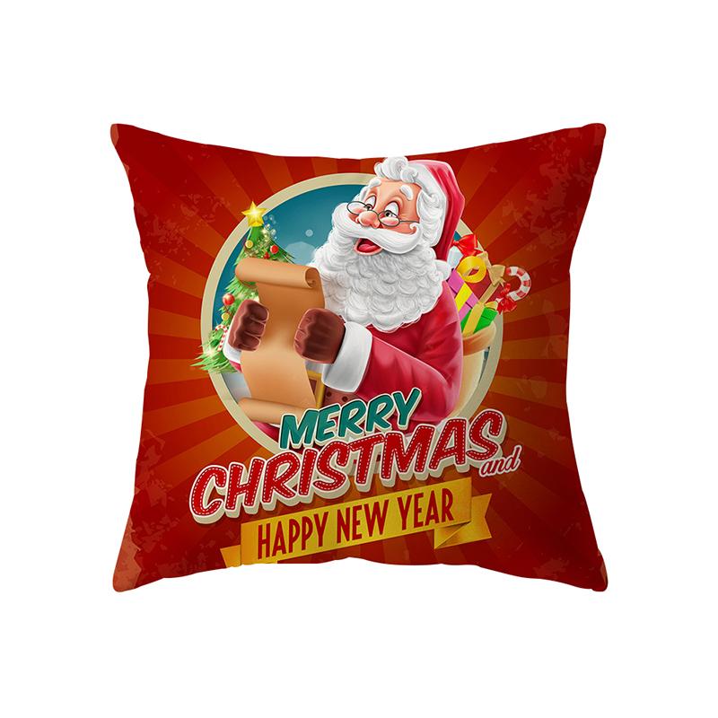 Merry Christmas Cute Santa Claus Print Pattern Cushion Cover Home Living Room Sofa Decoration Square Pillow Pillow Cover