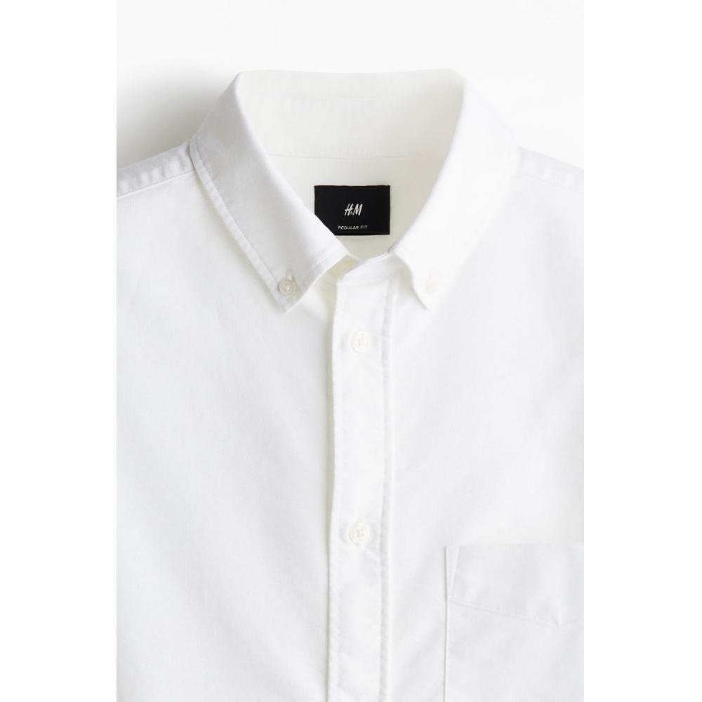 H M Regular Fit Oxford sHirt wHite
