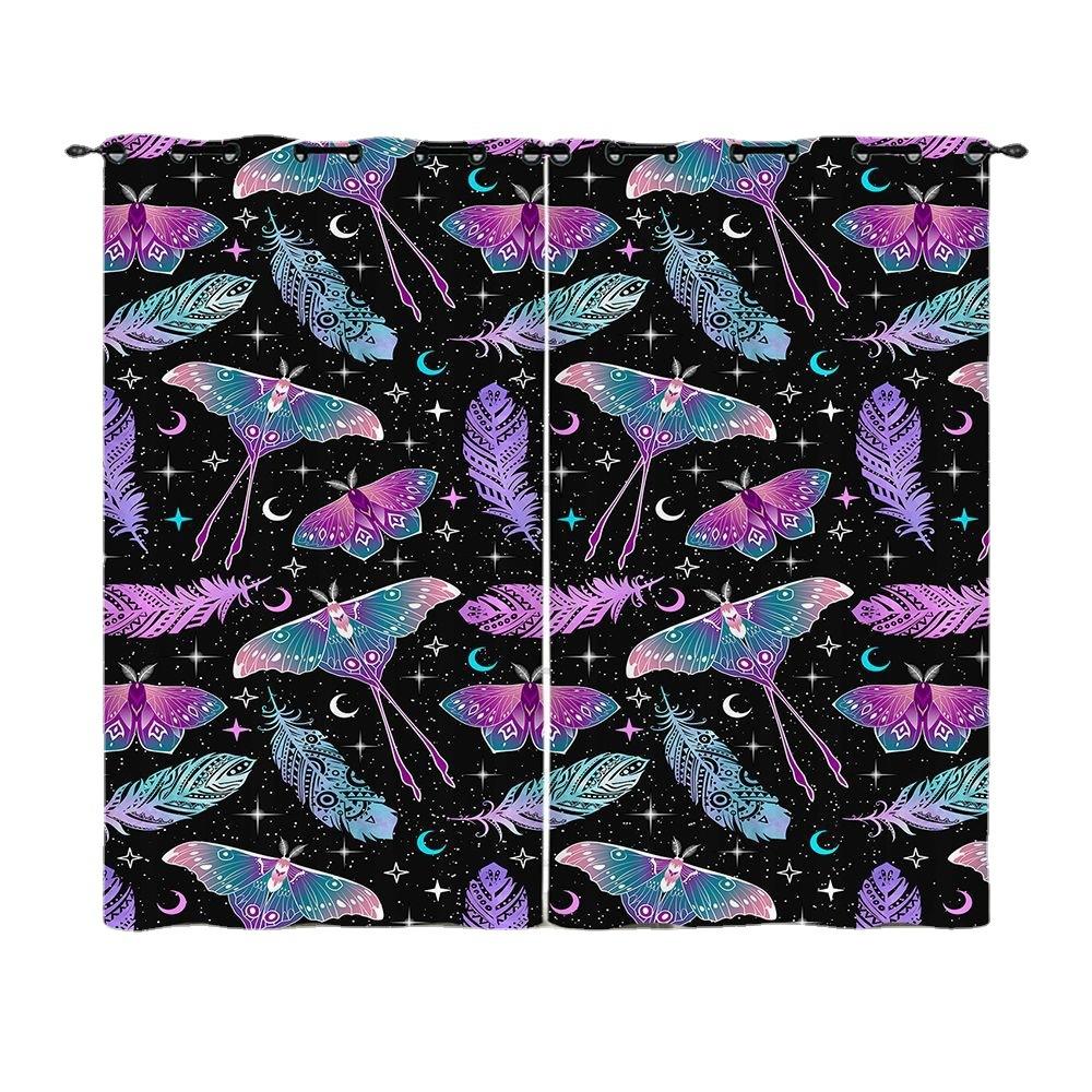 Curtain Butterfly Animal Illustration 3D Digital Printing Blackout Curtain Punching