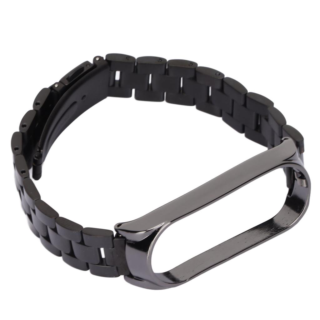 Smartwatch Armband Edelstahl Anti-Verlust mit Doppelschnalle Faltschließe für Mi Band 6Schwarz