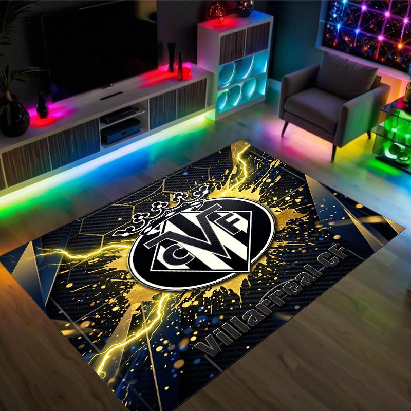 Villarreal FC Design Crystal Velvet Carpet Cozy Non?Slip Printed Rug For Bedroom Living Room Entrance
