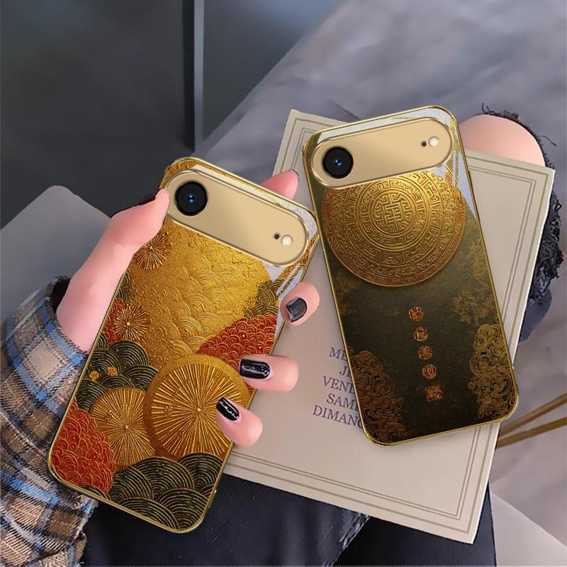 The Auspicious Meaning For IPhone 17Pro Max 16 17 Pro 15 P Ro 14 13 Plus 12 Mini 11Pro Max XR 16E 17 Air Golden Glass Phone Case