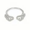 Temperament Geometric Light Luxury High Sense Full Of Diamond Rings, Women'S Cold Wind Niche Fashion Exquisite Folding Index Finger Ring