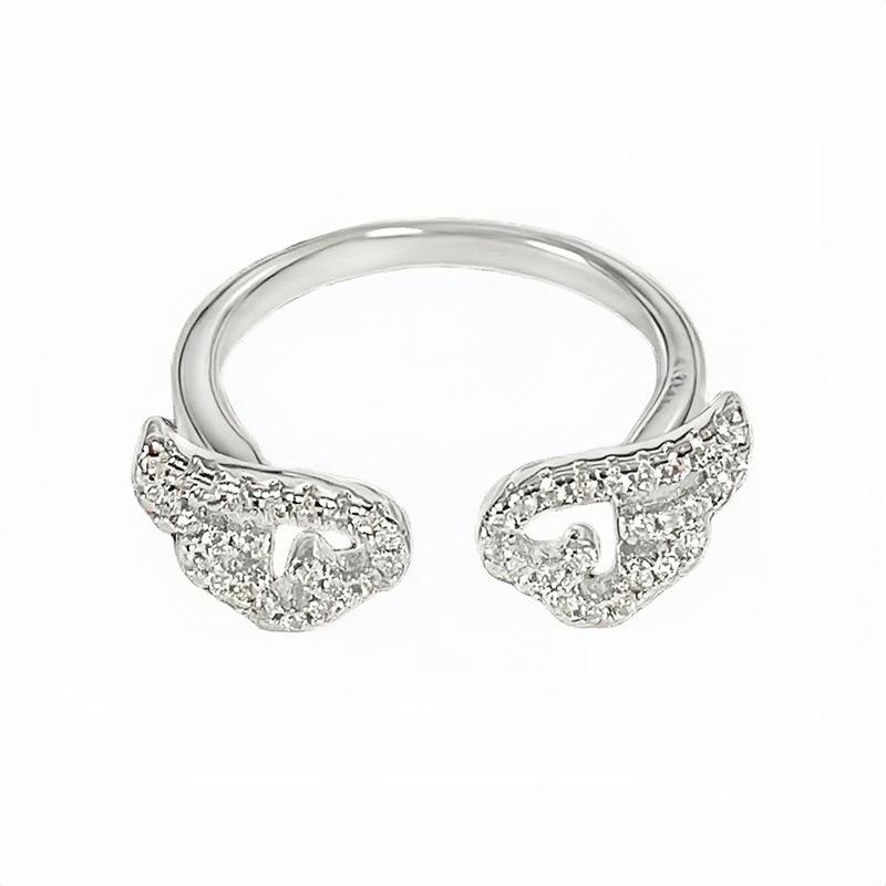 Temperament Geometric Light Luxury High Sense Full Of Diamond Rings, Women'S Cold Wind Niche Fashion Exquisite Folding Index Finger Ring