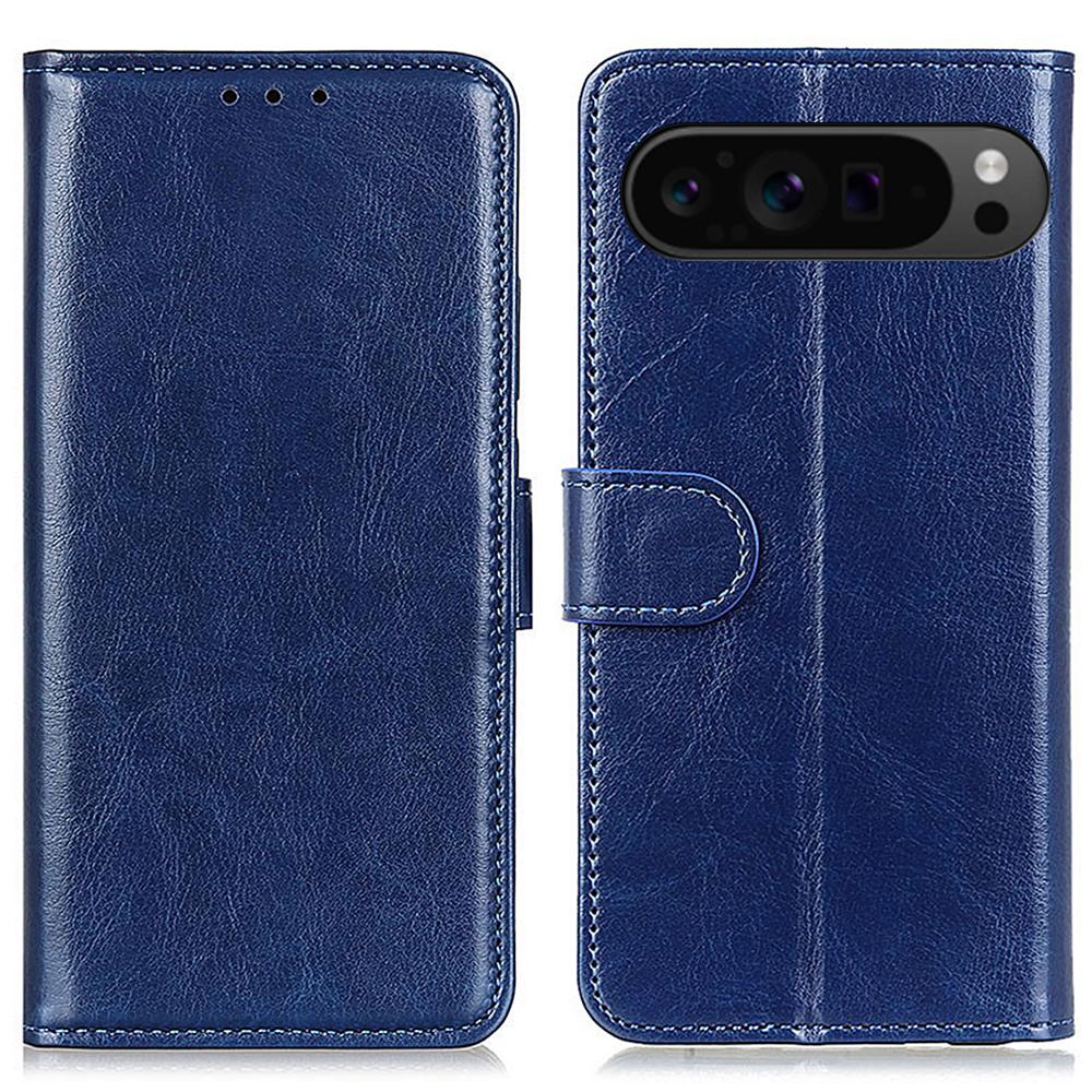 

For Google Pixel 10 Pro XL/9 Pro XL Phone Case Crazy Horse Texture PU Leather Phone Stand Cover B