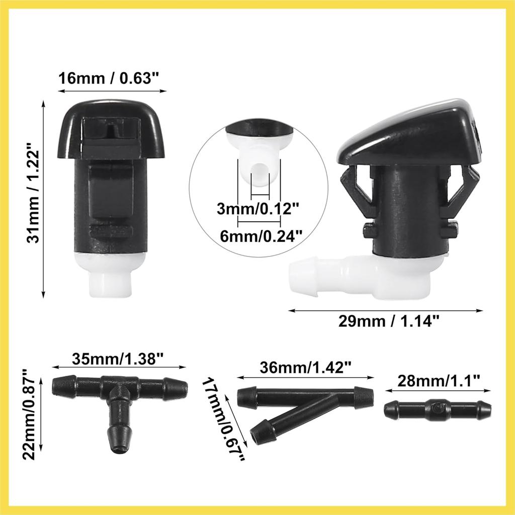 2pcs Windshield Washer Nozzle for Dodge Durango 2011-2021 2.5 Meters Hose with Gasket Connectors Kit Replaces 68269108AA 5182367AA Benefit