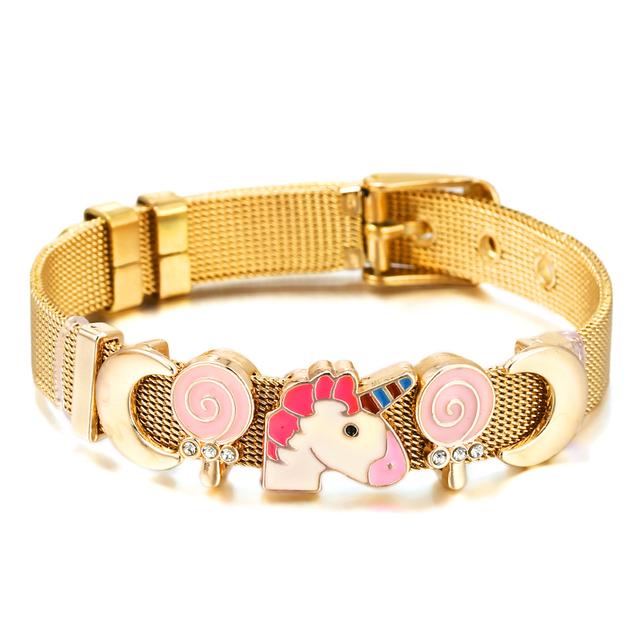 Fashion Stainless Steel Mesh Bracelets For Women Girls Original Charm Watch Belt Bracelet Angel Beads Bangle Gift