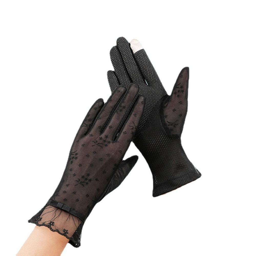 Lace Sunscreen Gloves Thin Touchscreen Gloves Summer Ice Silk Gloves  for Women Female Lady