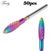 50pcs Tungsten Carbide Nail Drill Bit Milling Cutter Manicure Machine Equipment Cuticle Clean Burr Pedicure Accessories Tools