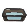 Lunch Food Box 3 Compartments Leakage Proof Microwave Safe Plastic Bento Box for Office School Picnic Blue 1500ML