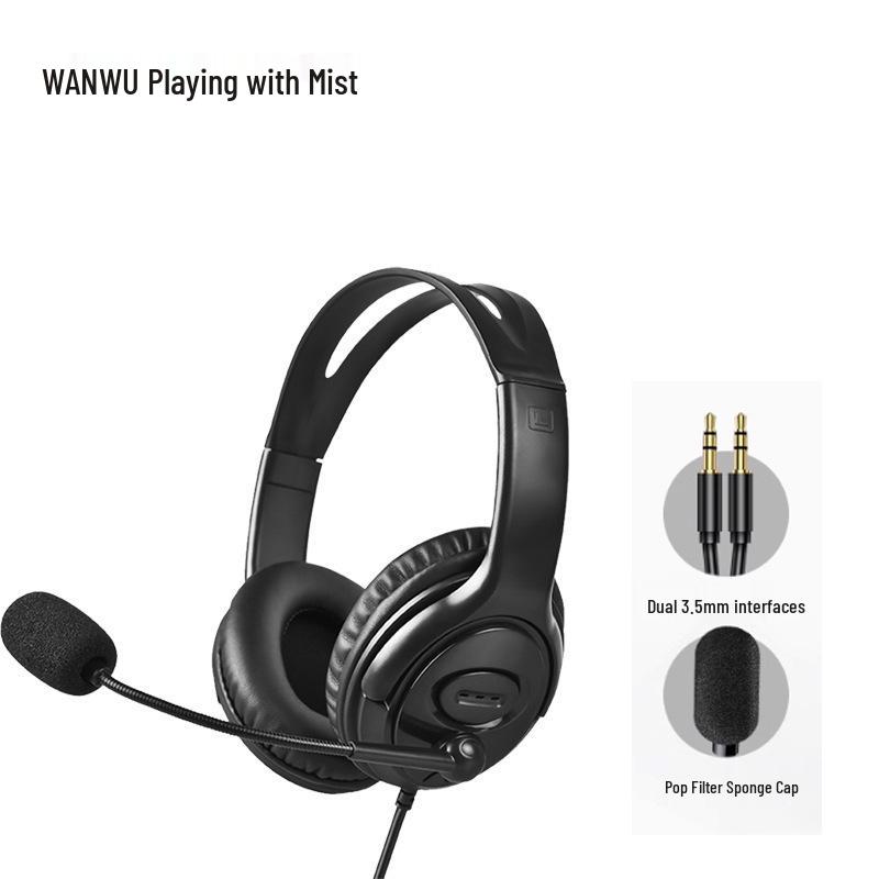 USB Noise-Cancelling Over-Ear Headset with Microphone for Telemarketing & Customer Service