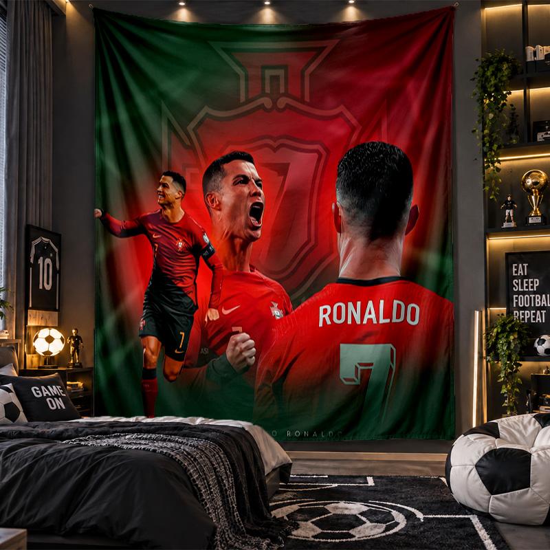 Wall Hanging Tapestry Cristiano Ronaldo Print Cloth for Living Room Bedroom Home Decor