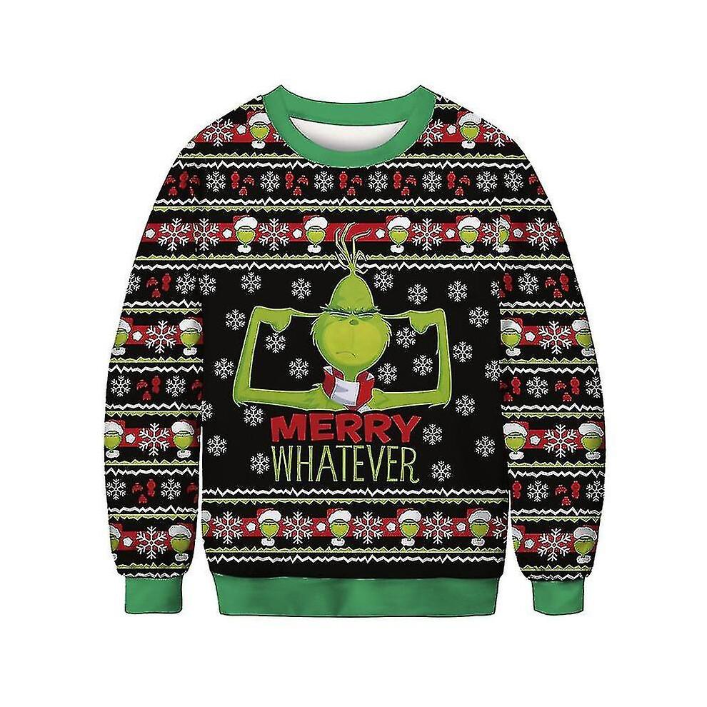 Unisex's Ugly Christmas Sweater 3d Digital Print Holiday Party Crewneck Sweatshirt Pullover Men Women Tacky Xmas Jumper Tops