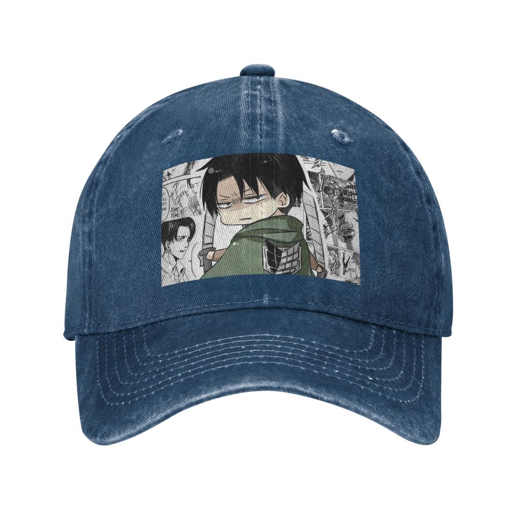 Levi AckerUnisex Attack on Titan Gewaschene Denim-Kappe Lässige Baseballkappen Verstellbarer Hut Sommer Unisex Baseballkappen