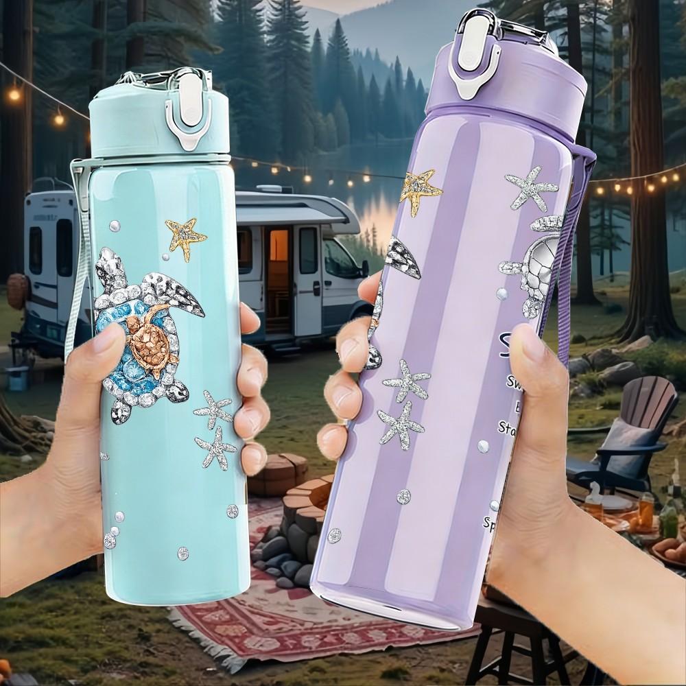 1PC Star Angel Faith Minimal Line Art Print 750ml Color Plastic Sports Water Bottle Leakproof Flip Straw Lid Suitable for Sports Office Home Use