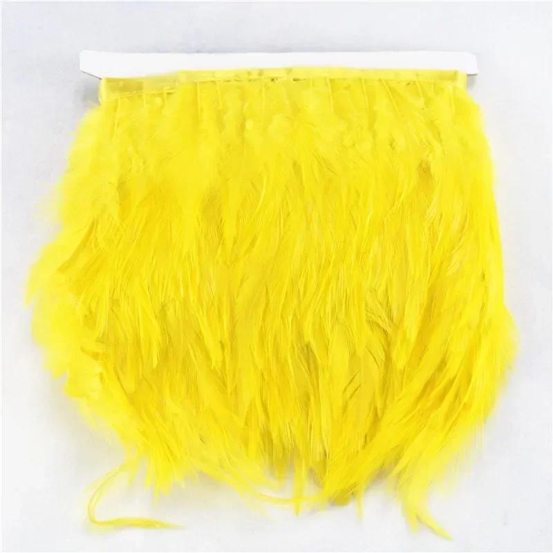 FeatherColored Pheasant Feathers On Tape Trim Fringe White Black Rooster Chicken Feather Skirt Trims Clothes Ribbon Sewing Handicrafts