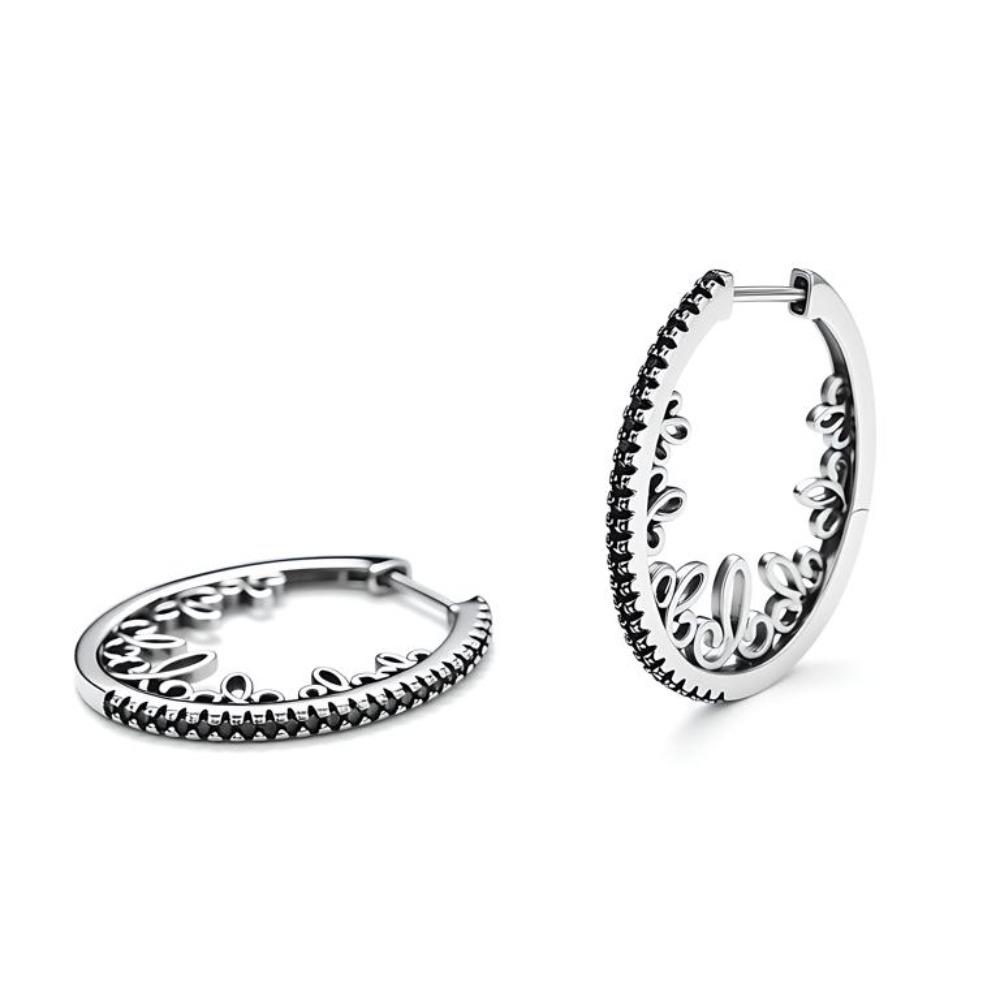 Black Awn Black Big Personality Oval Hoop Earrings