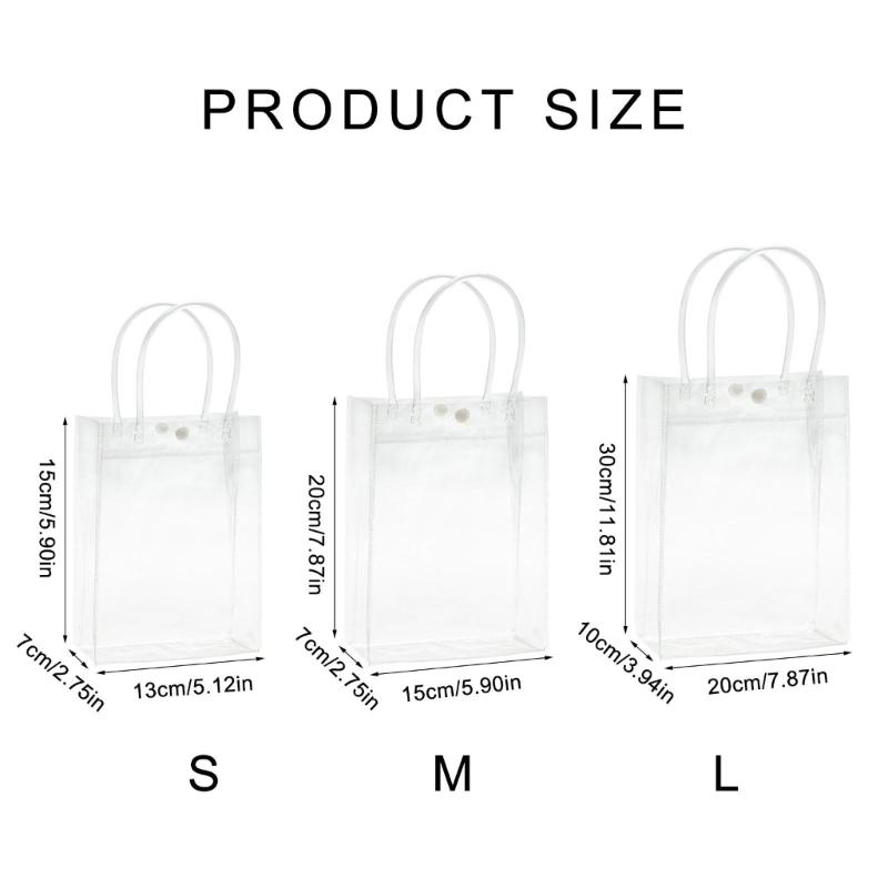 Clear PVC Gift Bag with Handle,Small Transparnt Gift Wrap Bag,Clear Toted Bag Reusabled Shopping Bag for Merchandise