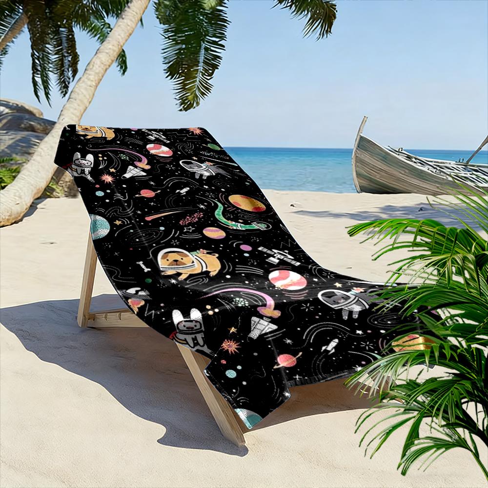 Astronaut Animals in Space Design Beach towel quick-drying for travel outdoor sports jogging beach and swimming