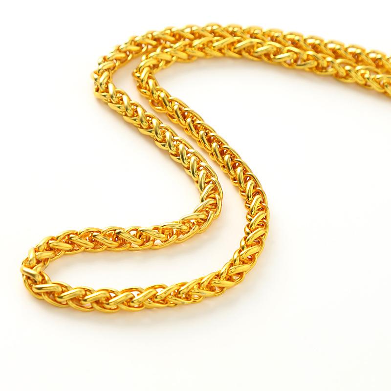 24K Yellow Gold Plated Dragon Head Rope Necklace For Men Vietnamese Gold Neck Chain Necklace Wedding Engagement Fine Zircon 60cm белый
