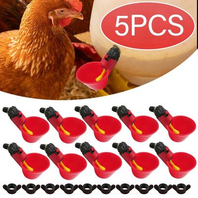 5PCS Automatic Chicken Drinker Quail Hanging Water Cup Nipple Drinking Bowls Feed Bird Coop Drinker Cups for Backyard Poultry