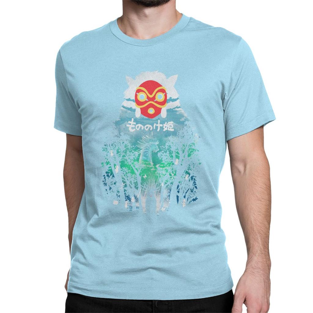 Vintage River Flows In You T Shirt For Men Pure Cotton T Shirts Princess Mononoke Ghibli