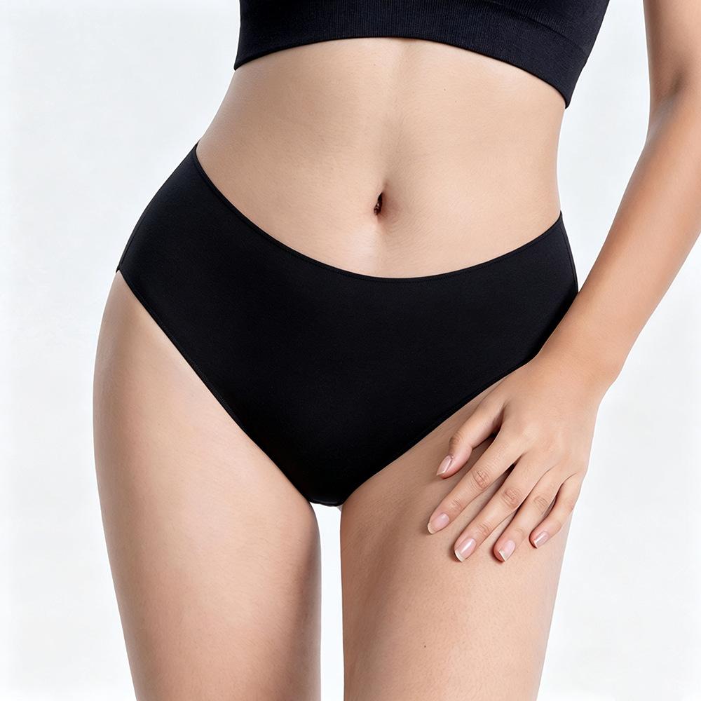Women Seamless Breathable Solid Mid Waist Cotton Underwear Panties
