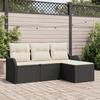 4-Piece Garden Sofa Set with Black Rattan Cushions, 2-Seater Garden Sofa with Storage and Cushions 3354316