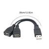 30cm USB 2.0 Splitter Y Cable 1 Male To 2 Female Extension Cord Power Adapter Converter For PC Data Transmission Charging