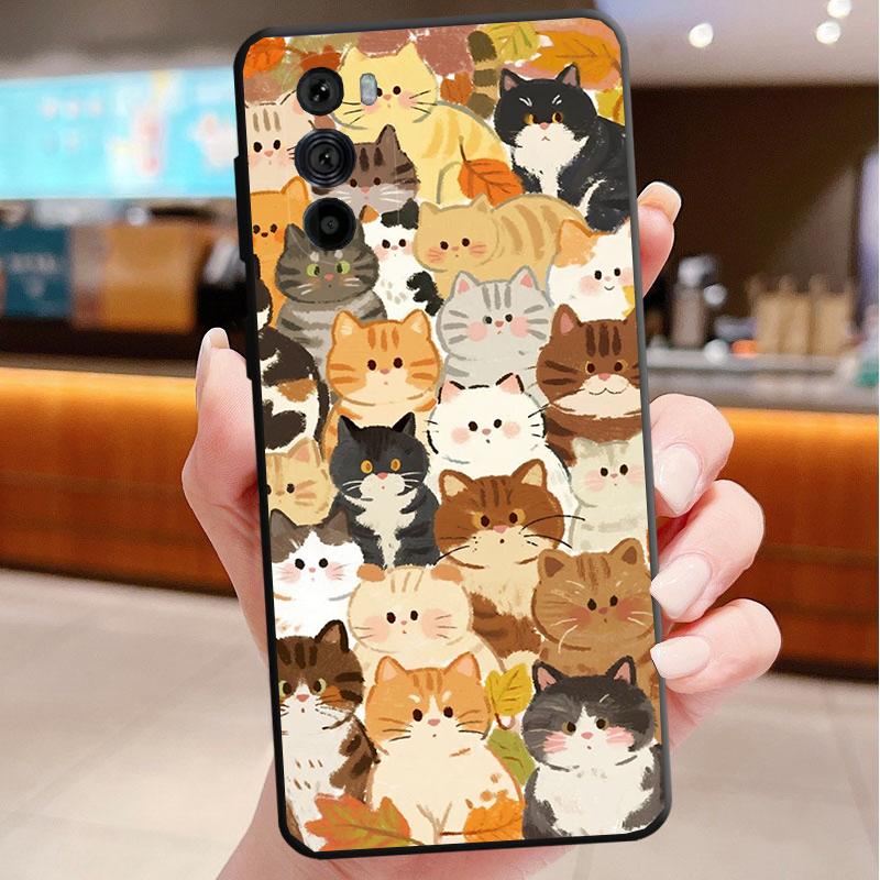 Phone Case For Motorola Edge 60 50 40 Pro 60 50 40 30 Ultra Neo Fusion Moto G Stylus G Cute Black Cats