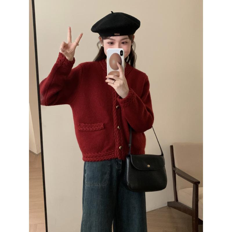 

Вязаный кардиган с карманами-твист, новый осенне-зимний, тяжелая промышленность, ленивый стиль, свободный, универсальный, куртка-свитер женская One size