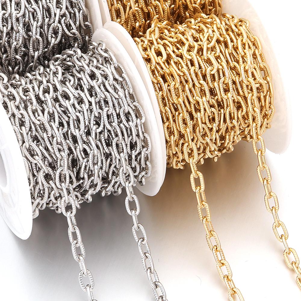 5Yards/Roll Aluminum Chains Gold Silver Color Twisted Link Chains For Jewelry Making DIY Necklace Bracelets Accessories Findings