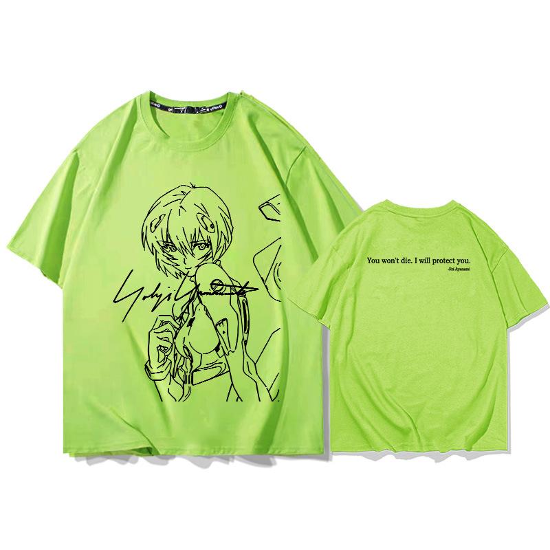 2025 Sommer Anime Chainsaw Ayanami Ri Kurzarm-T-Shirt bedruckt Herren 100% Baumwolle locker Jugend Student halbarmlig Trend Top