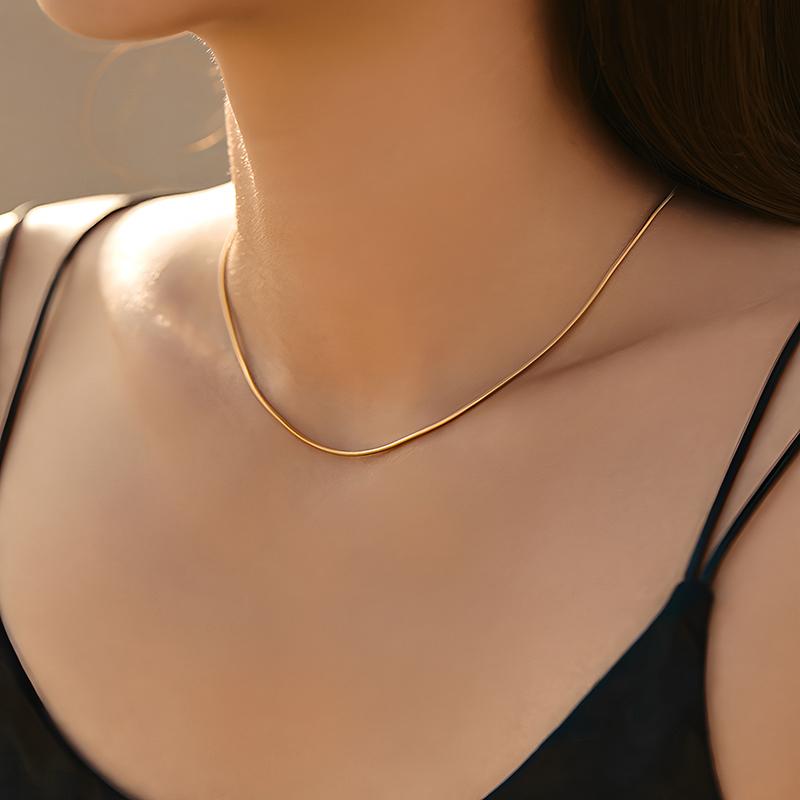 Classic Stainless Steel Round Snake Chain Choker Necklace For Women 0.9mm-2.0mm Gold Silver Color Daily Fashion Female Jewelry