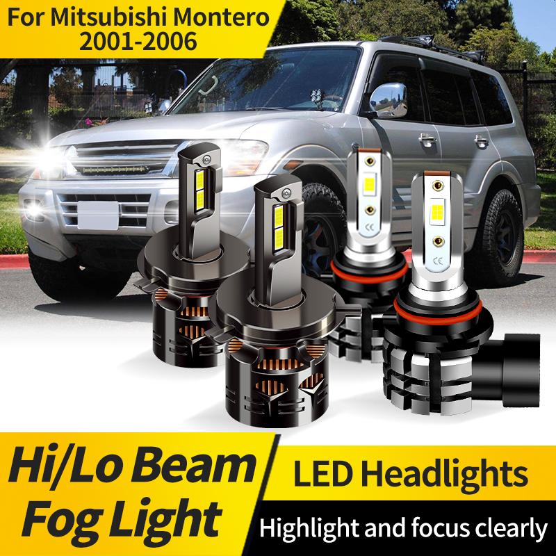 2PCS For Mitsubishi Montero 2001-2006 H4 HB2 LED Headlight Bulb White 9006 LED Hi/Lo Beam HB4 Fog Light Halogen Replacement Lamp