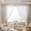 2 Pcs Ruffled Edge Gauze Curtain Retro Lace Sheer Curtain Romantic French Lace Floral Curtain  Door