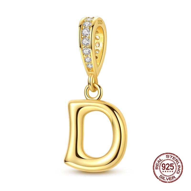 New In Original Charms Copper 26 Golden Letters A-Z Charm Bead Fit 3Mm Original Bracelet For Womens Diy Fashion Jewelry Gift
