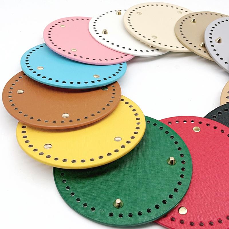 1 stk DIY Hekleveske Bunn Tilbehør 15*15Cm Rund Bunn For Strikket Veske PU Lær Veskebunn Håndlaget Bunn Med Hull
